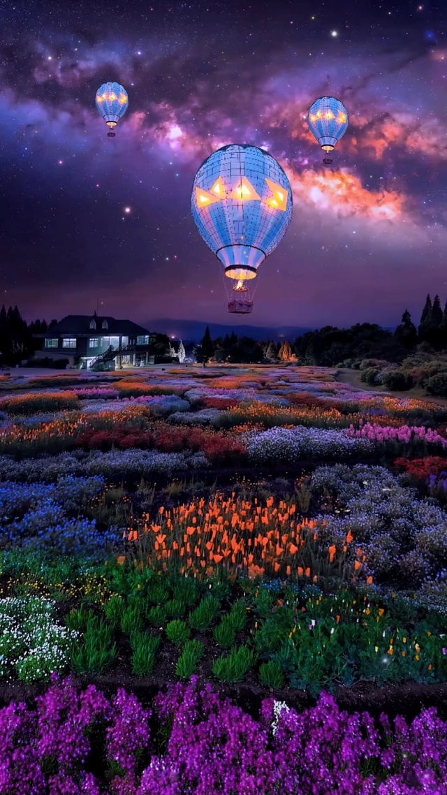 星空下的热气球