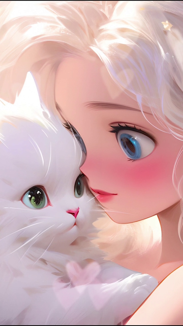 4K 治愈猫猫和少女