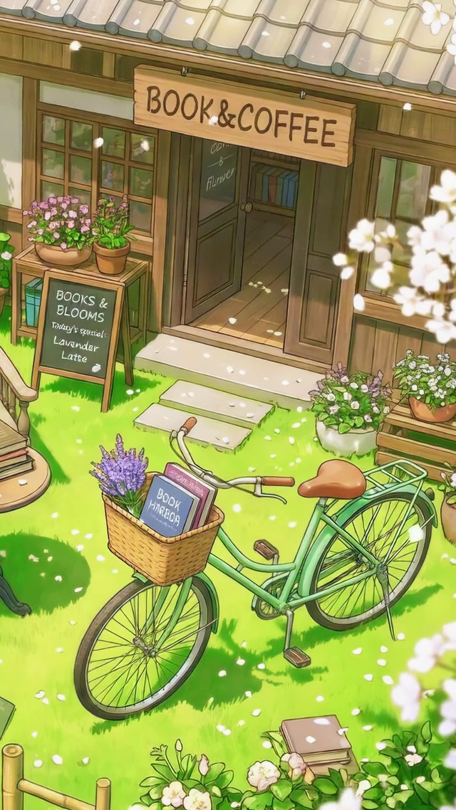 樱花治愈庭院咖啡书屋