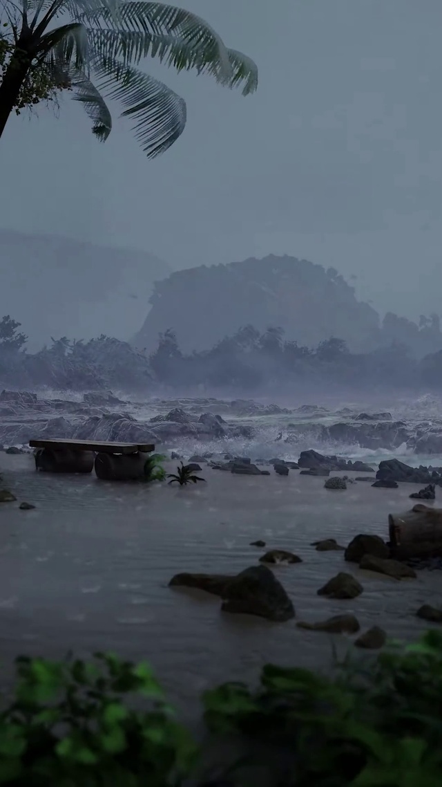 暴雨天狂风海浪
