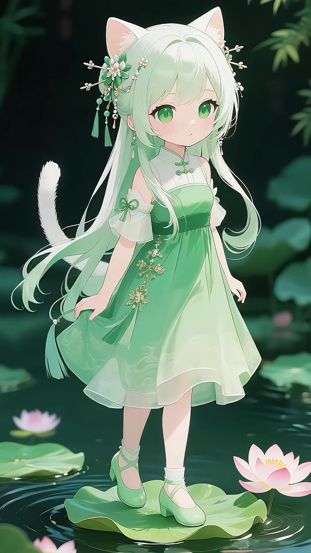 夏季荷花猫耳少女