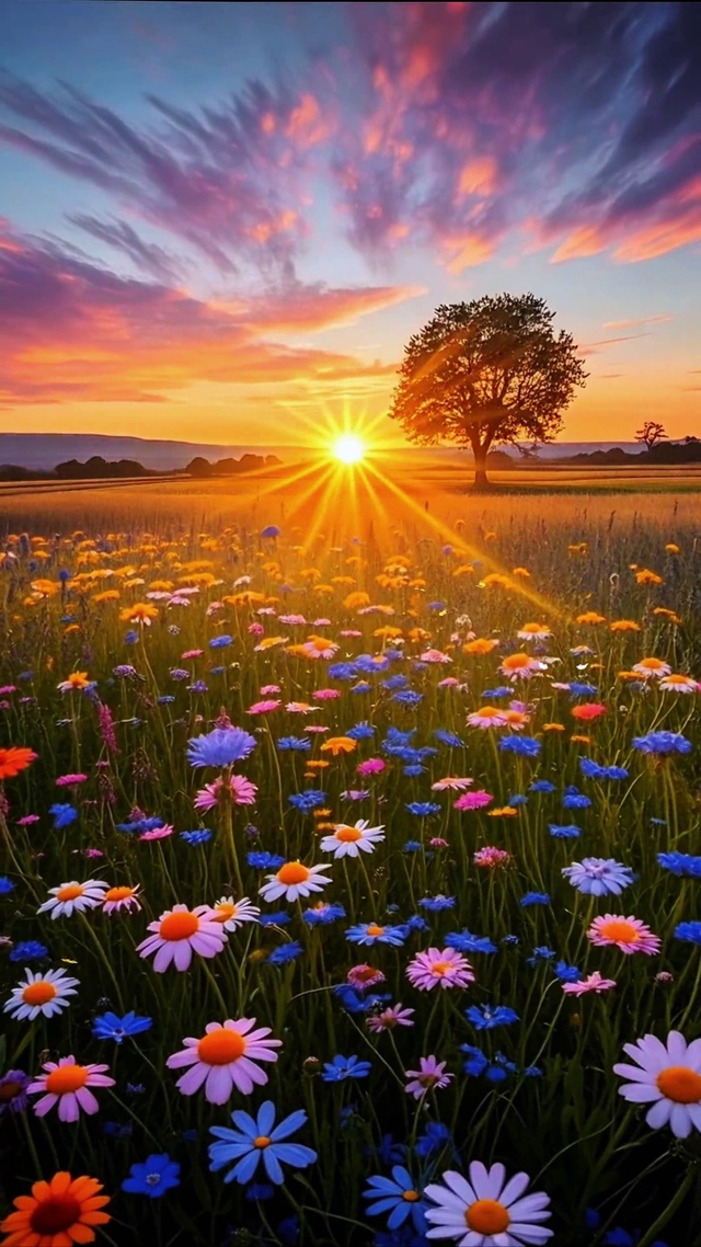 治愈的日落花海