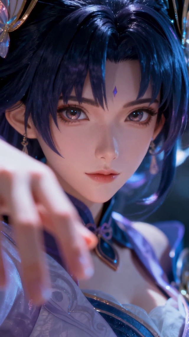 梦幻蝴蝶蓝发古风美少女
