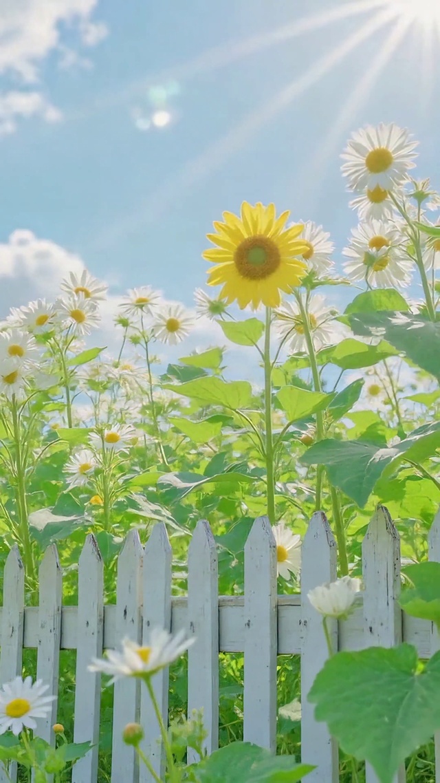 晴日雏菊向日葵花田