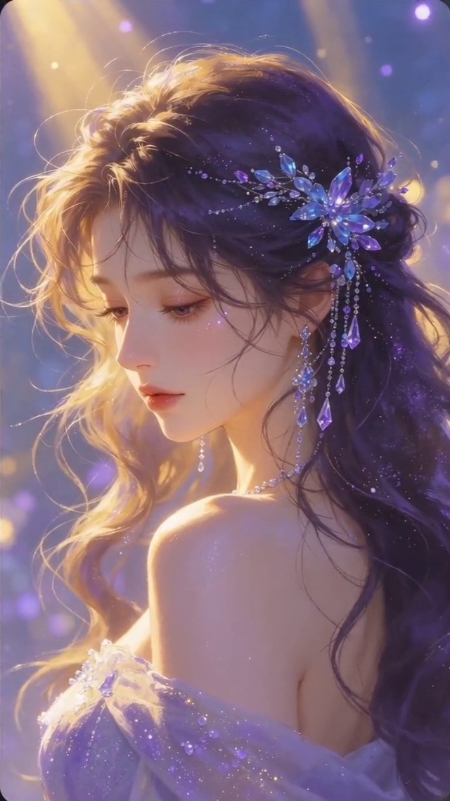 紫金色氛围感少女