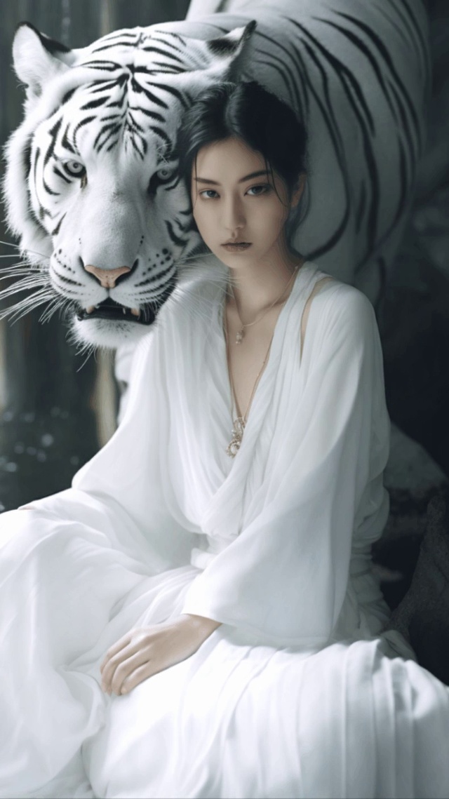 帅气少女与白虎