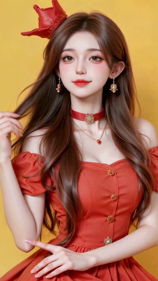 红裙皇冠清纯美少女