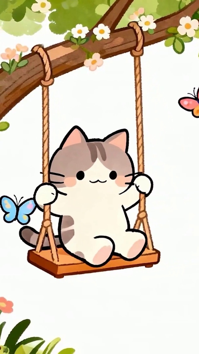 荡秋千可爱猫咪