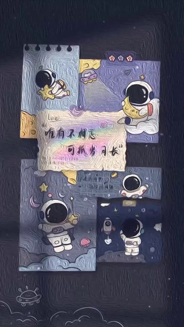 油画宇航员复古贴纸_1