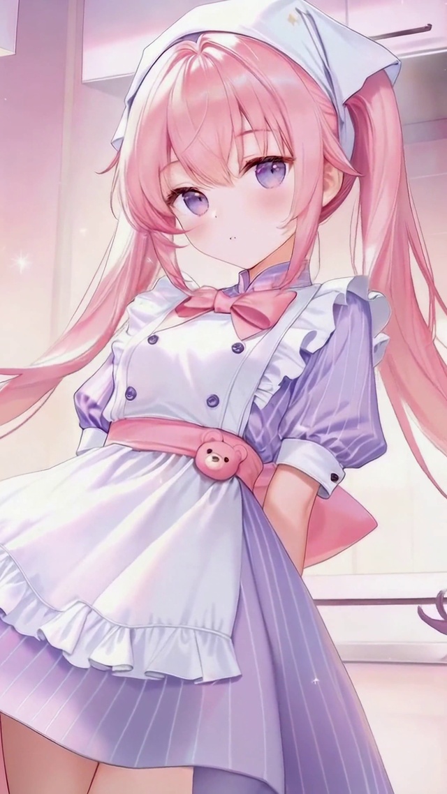 粉发双马尾小厨娘