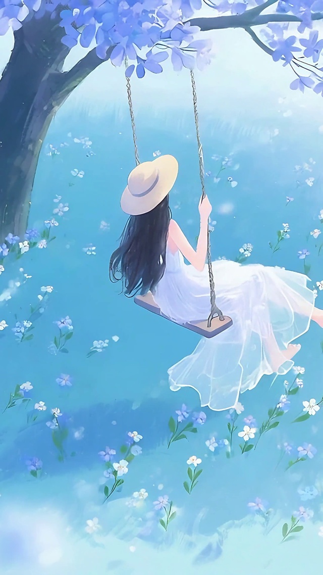 梦幻紫馨秋千少女