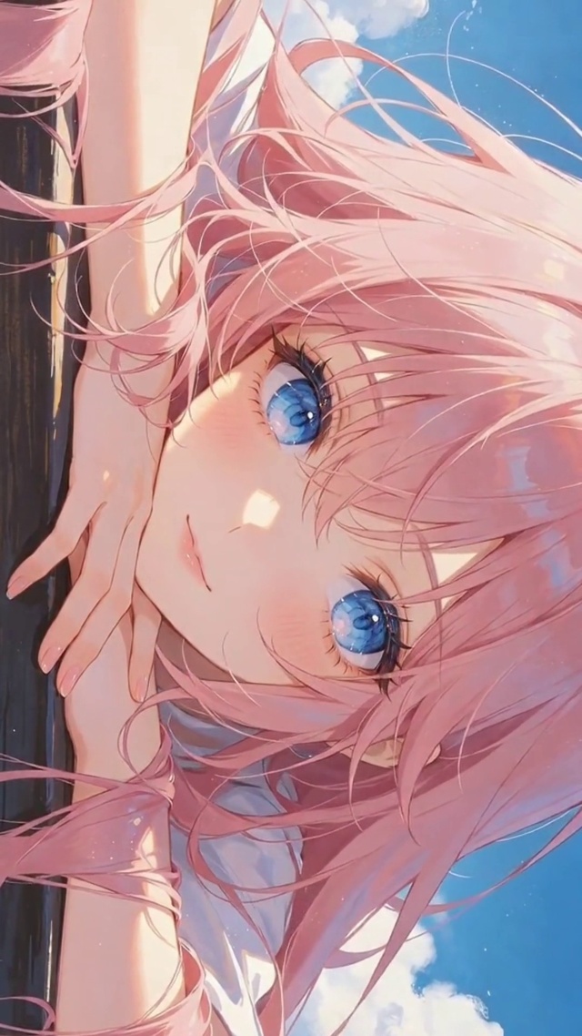 治愈系粉发蓝瞳少女