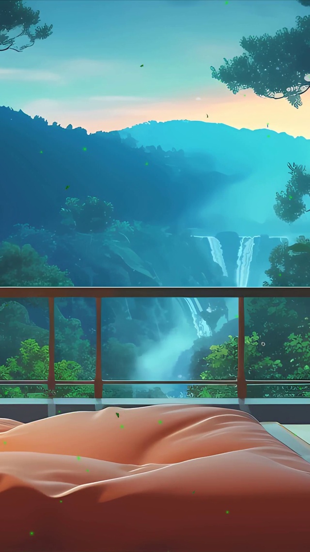 护眼星空夜景房屋树木