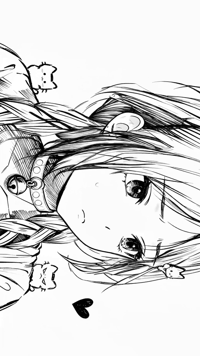 线稿卡哇伊少女kuroha欲语