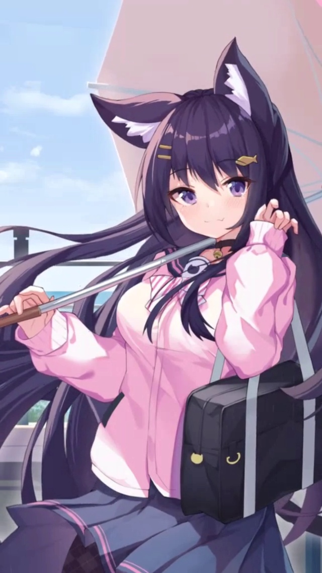 可爱萌萌少女黑猫