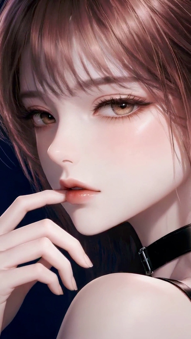 暗夜精致棕发二次元美少女