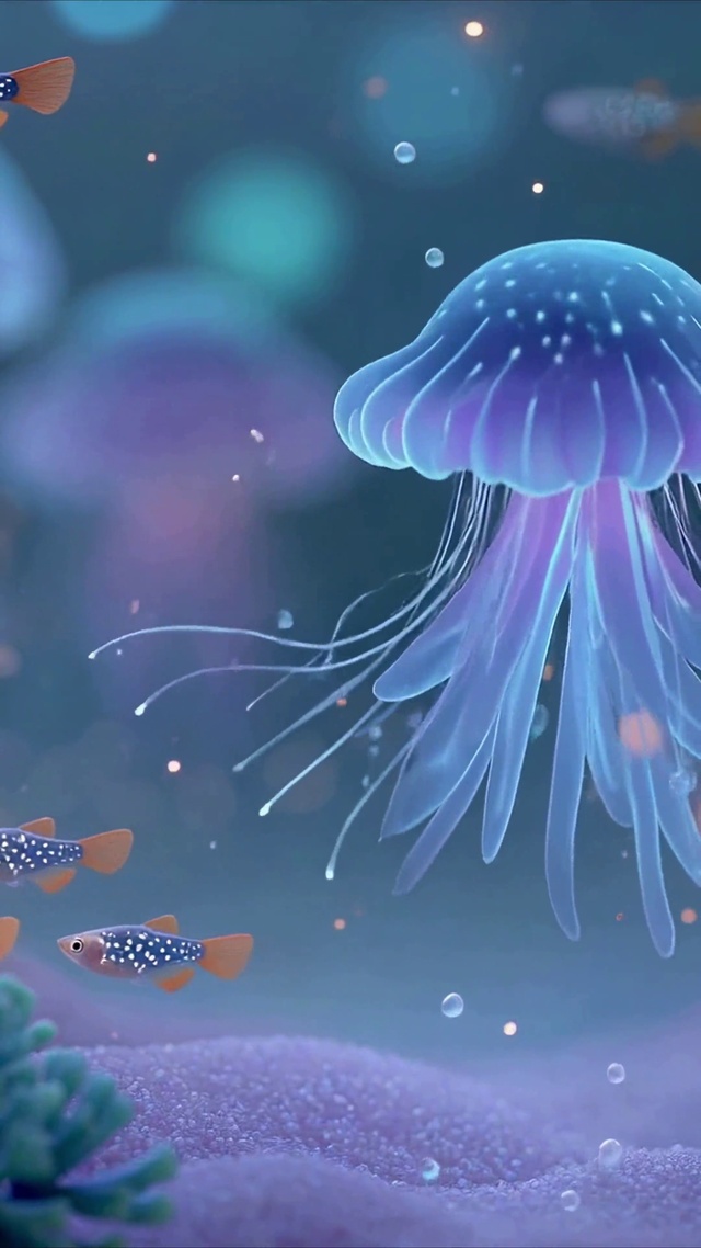 梦幻深海发光水母