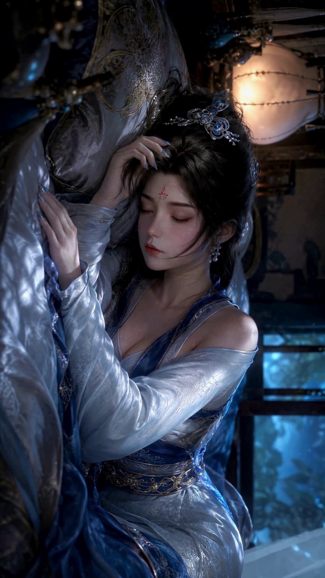 古风蓝纱安睡美人