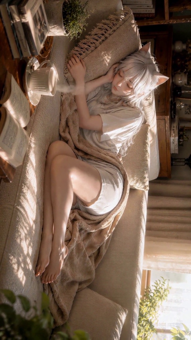 暖阳下熟睡的兽耳美少女