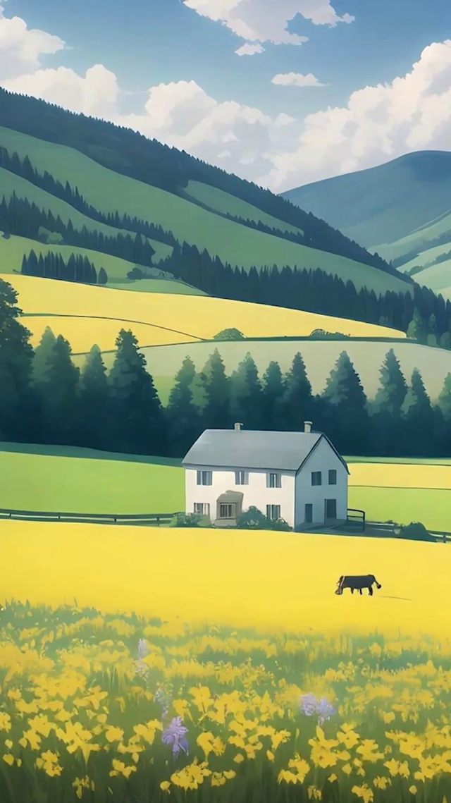 白云花草树木带鱼屏