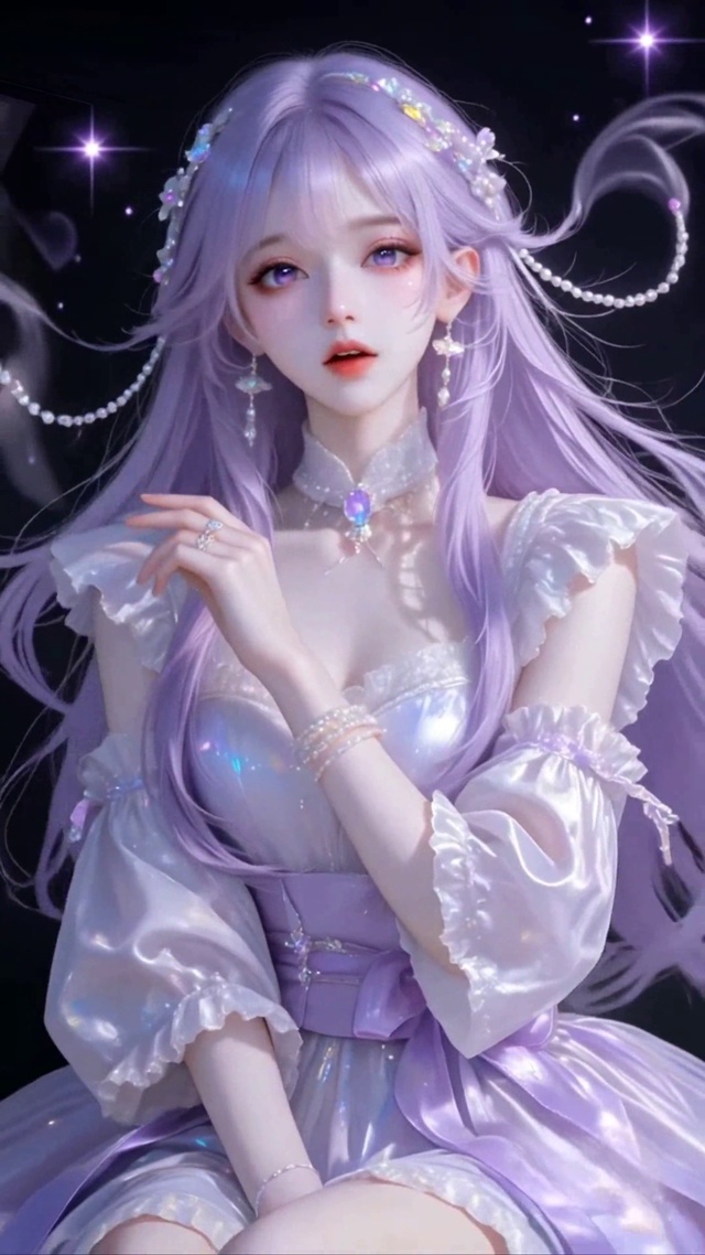 可爱紫发女