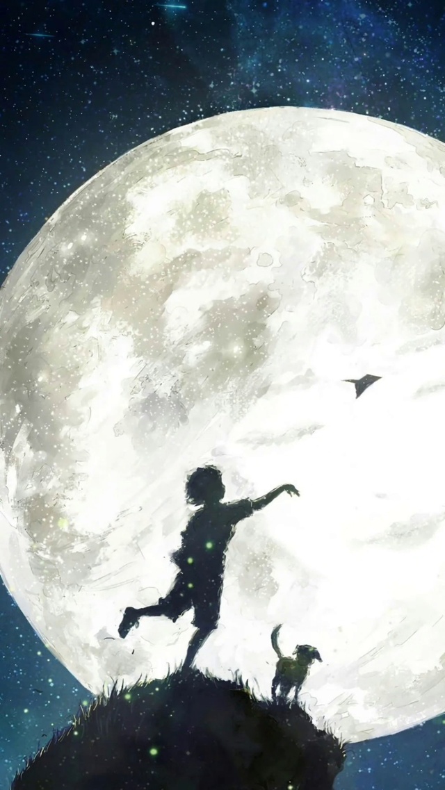 男孩与月亮，梦想的纸飞机