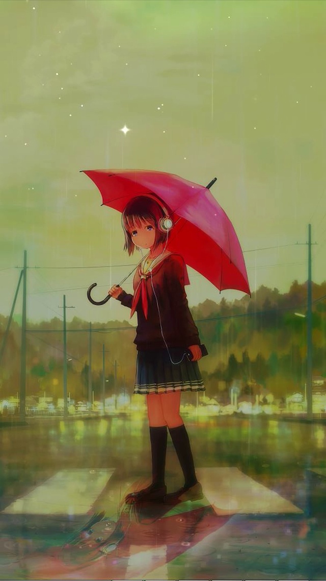 唯美雨中少女