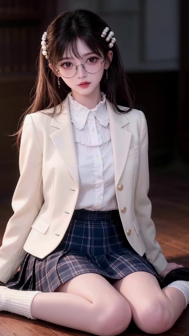 书房眼镜女孩