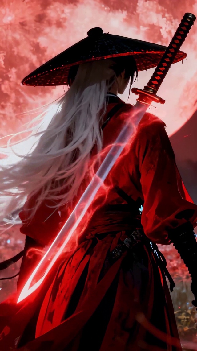血月红衣古风武士