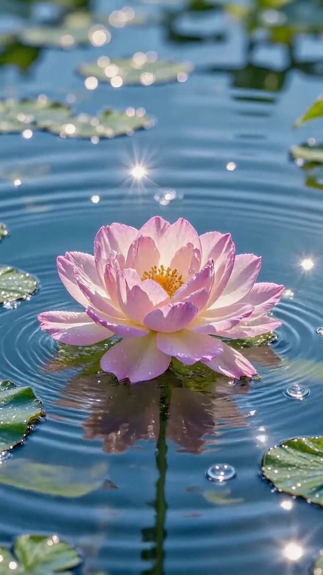 清新治愈粉色睡莲水景
