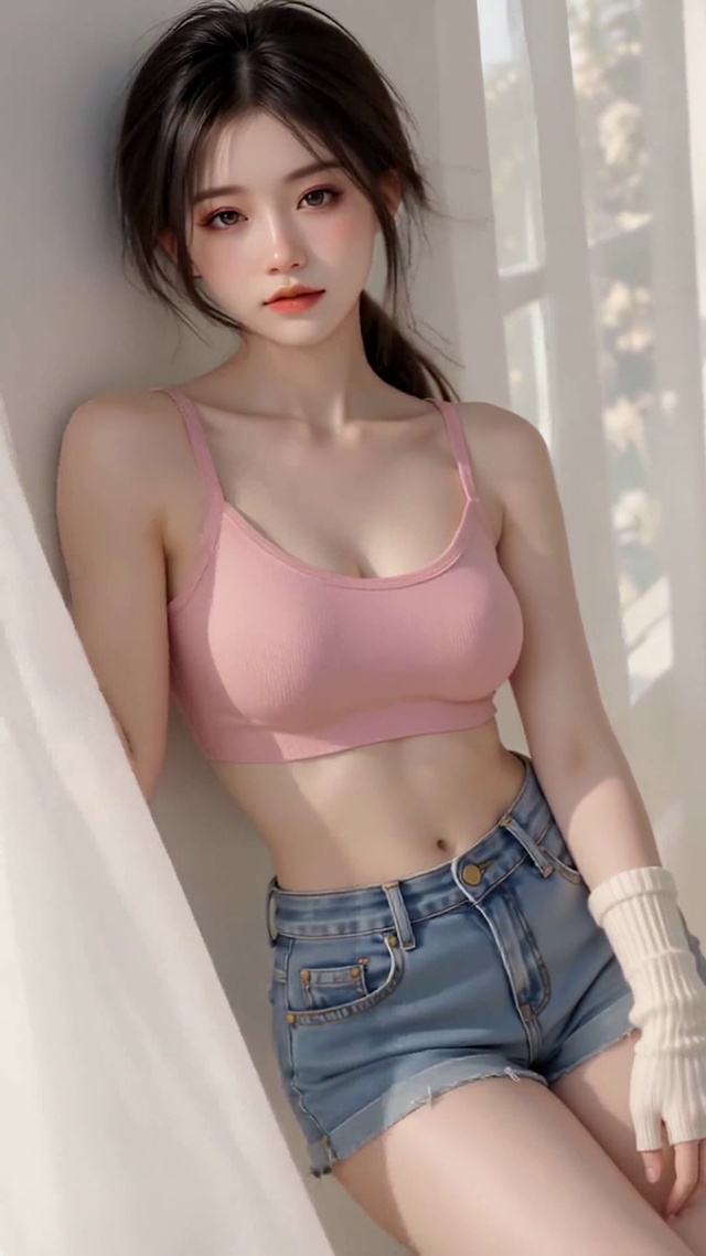 暖阳窗边的清纯美少女