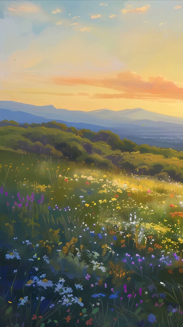 夕阳花草树木