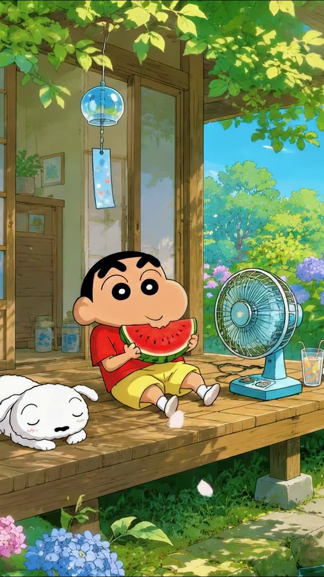 蜡笔小新的夏日悠闲庭院