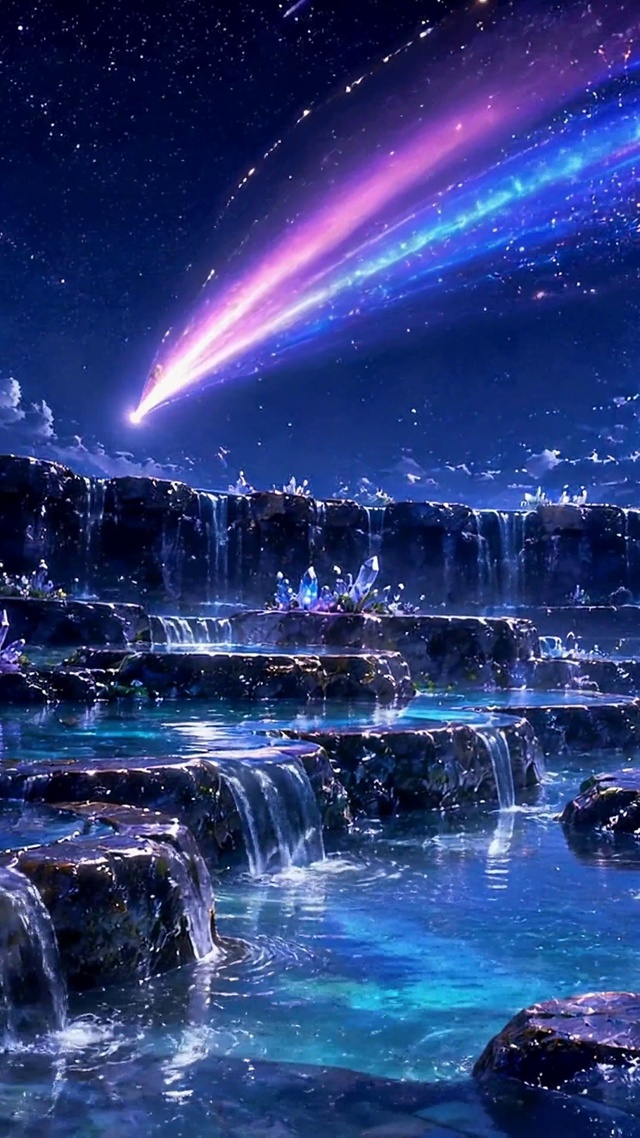 星河瀑布夜景