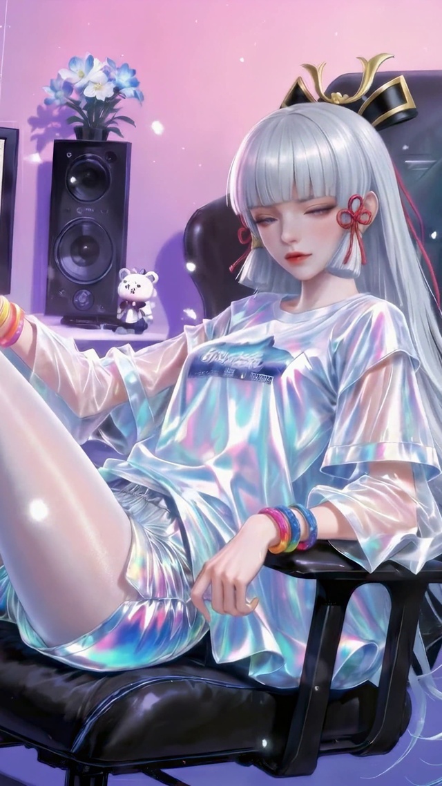电竞房银发美少女神里绫华