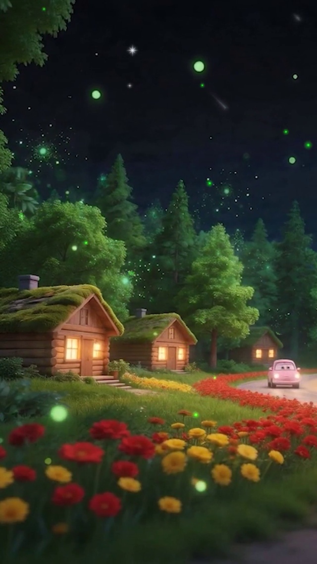 夜景树木