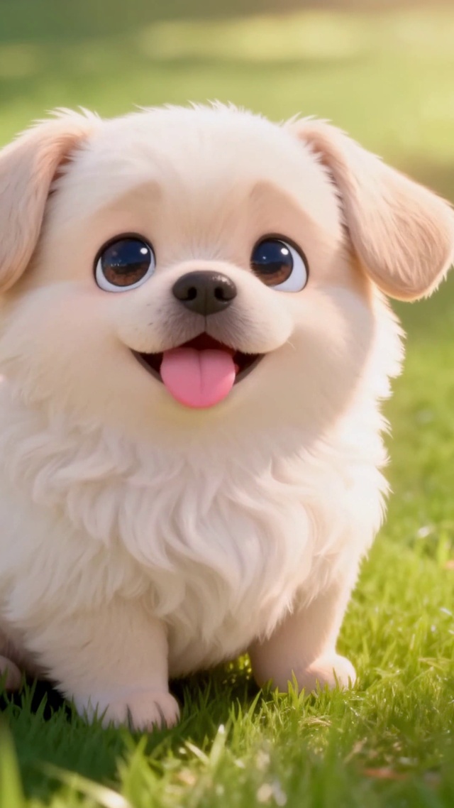 可爱草地哈巴狗