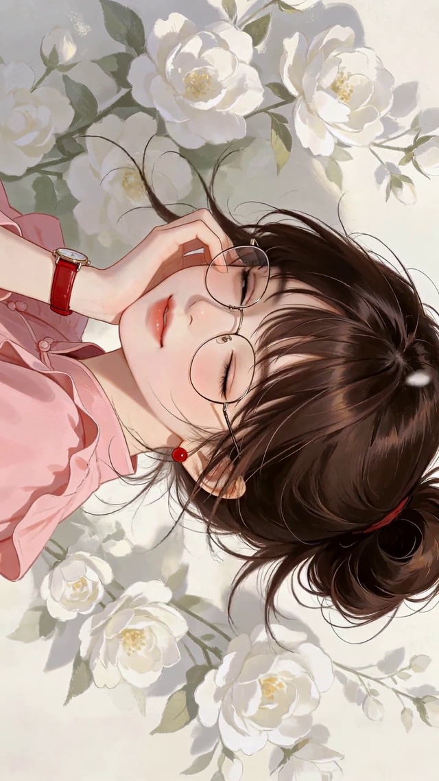 山茶花旁眨眼美少女