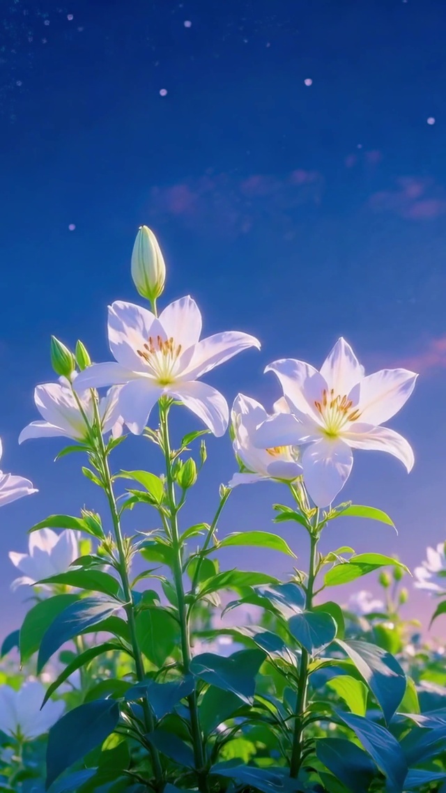 护眼风景月夜花海