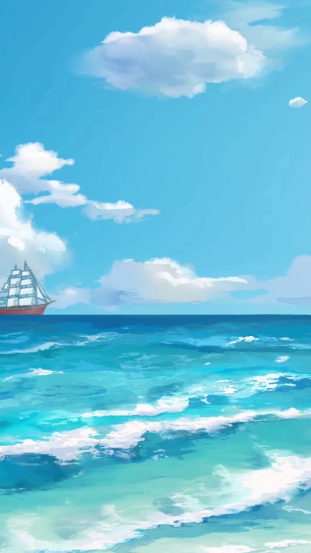 碧海蓝天小帆船