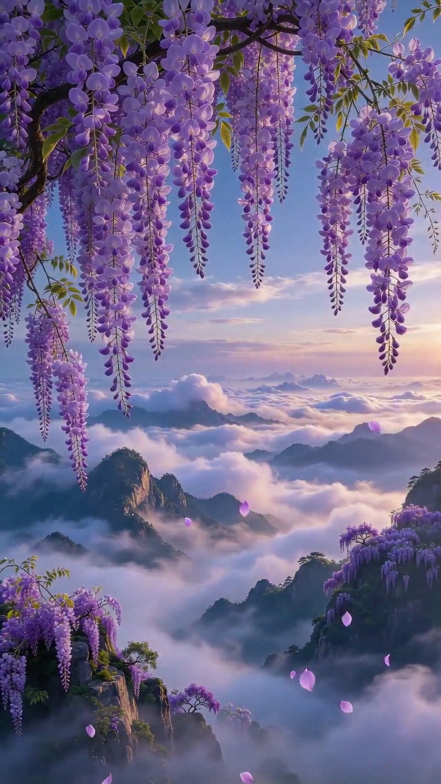 云间紫藤仙谷（花海仙境风景）