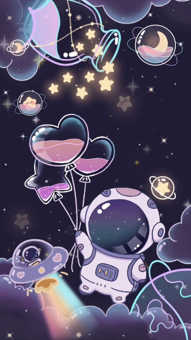 卡通梦幻星夜太空人