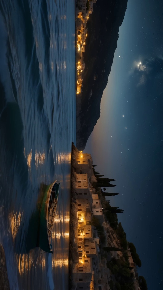 夜晚的海边城市
