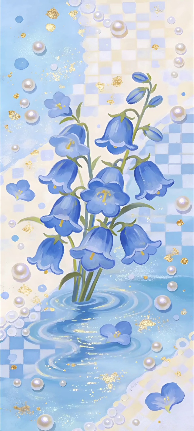 全屏蓝铃花浮水藏星光