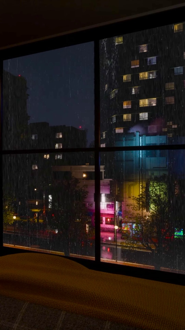 安静雨天城市午夜房间