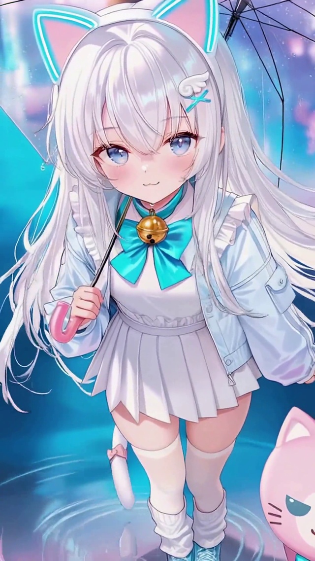雨夜都市猫耳二次元美少女