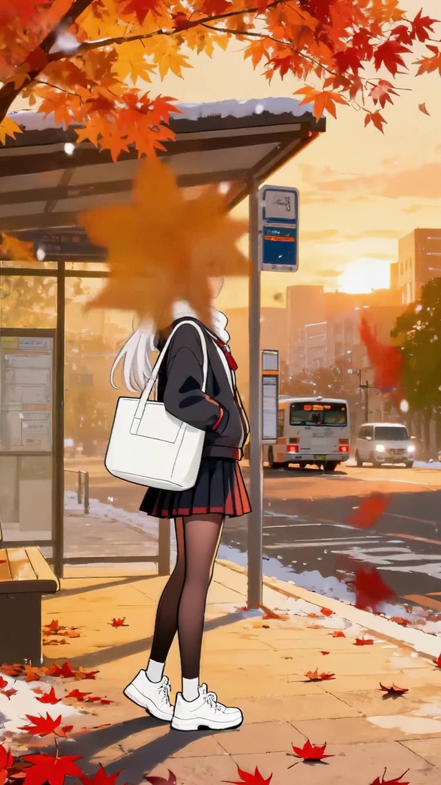 枫雪公交站白发美少女