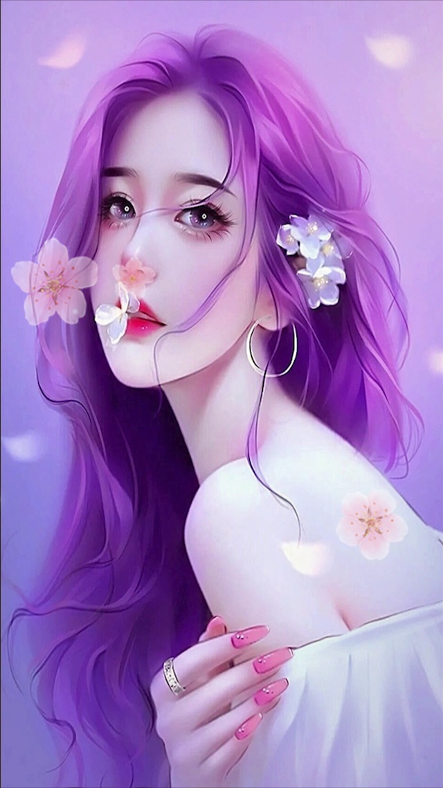 紫发女孩眼汪汪