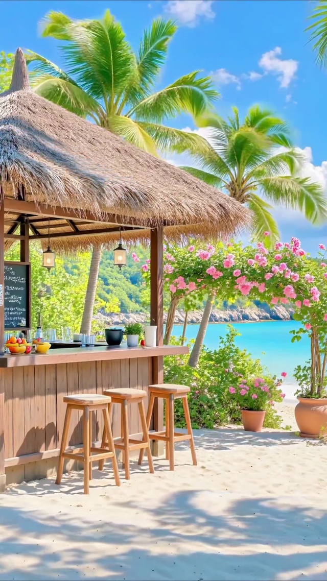 椰风海韵的沙滩小店