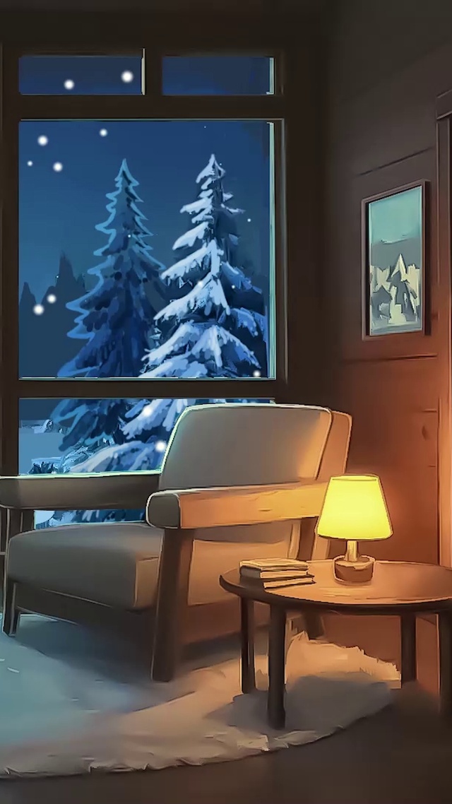 森林雪景小木屋
